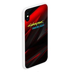 Чехол iPhone XS Max матовый Cyberpunk 2077 phantom liberty red black logo, цвет: 3D-белый — фото 2