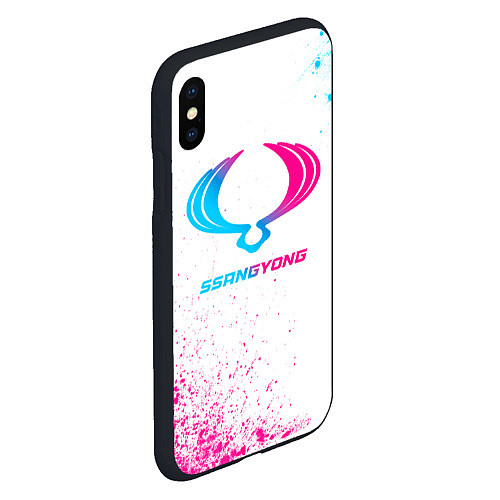 Чехол iPhone XS Max матовый SsangYong neon gradient style / 3D-Черный – фото 2