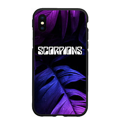 Чехол iPhone XS Max матовый Scorpions neon monstera, цвет: 3D-черный