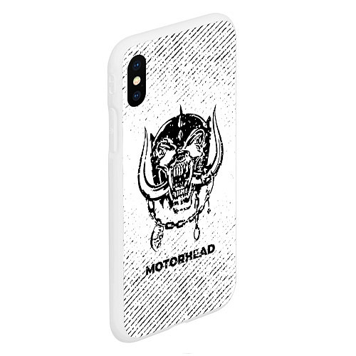 Чехол iPhone XS Max матовый Motorhead с потертостями на светлом фоне / 3D-Белый – фото 2