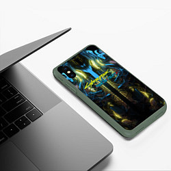 Чехол iPhone XS Max матовый Киберпанк 2077 призрачная свобода желтый неон, цвет: 3D-темно-зеленый — фото 2