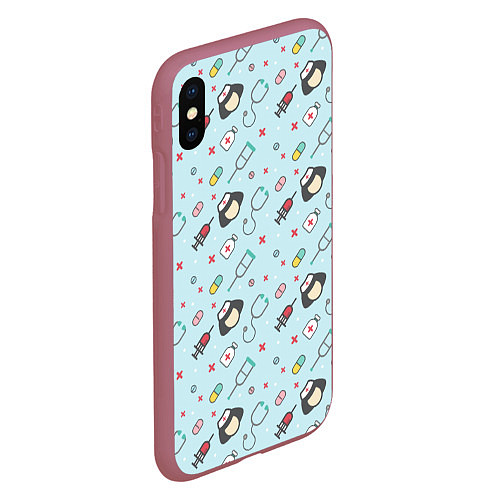 Чехол iPhone XS Max матовый Nurse doctor / 3D-Малиновый – фото 2