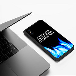 Чехол iPhone XS Max матовый Sum41 blue fire, цвет: 3D-черный — фото 2
