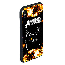 Чехол iPhone XS Max матовый Asking Alexandria рок кот и огонь, цвет: 3D-черный — фото 2