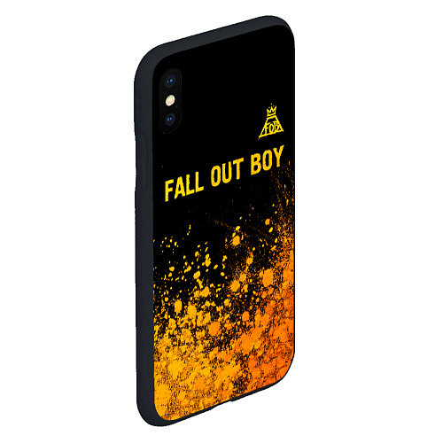 Чехол iPhone XS Max матовый Fall Out Boy - gold gradient: символ сверху / 3D-Черный – фото 2