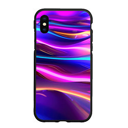 Чехол iPhone XS Max матовый Неоновые волны, цвет: 3D-черный