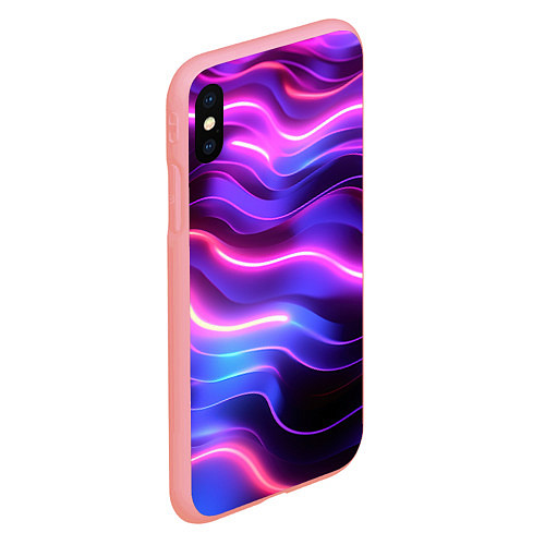 Чехол iPhone XS Max матовый Неоновые волны / 3D-Баблгам – фото 2