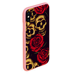 Чехол iPhone XS Max матовый Цветущие черепа с розой, цвет: 3D-баблгам — фото 2