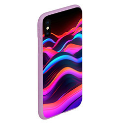 Чехол iPhone XS Max матовый Неоновые фиолетовые волны, цвет: 3D-сиреневый — фото 2