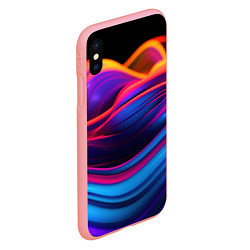 Чехол iPhone XS Max матовый Яркие неоновые волны, цвет: 3D-баблгам — фото 2