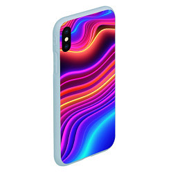 Чехол iPhone XS Max матовый Яркие неоновые волны, цвет: 3D-голубой — фото 2