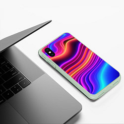 Чехол iPhone XS Max матовый Яркие неоновые волны, цвет: 3D-салатовый — фото 2