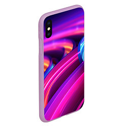 Чехол iPhone XS Max матовый Неоновые абстрактные волны, цвет: 3D-сиреневый — фото 2