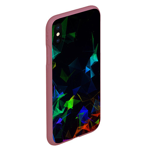 Чехол iPhone XS Max матовый Midjourney Цветные осколки геометрии / 3D-Малиновый – фото 2