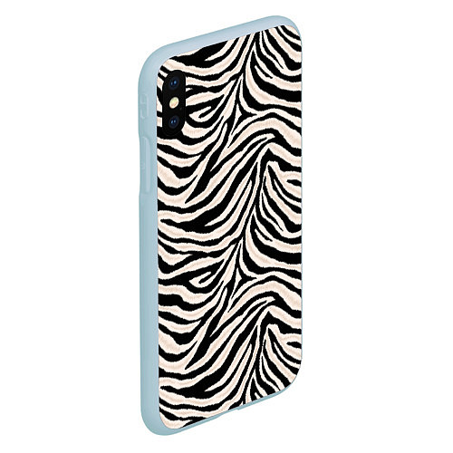 Чехол iPhone XS Max матовый Полосатая шкура зебры, белого тигра / 3D-Голубой – фото 2