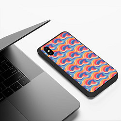 Чехол iPhone XS Max матовый Абстрактные волны яркие цвета, цвет: 3D-черный — фото 2