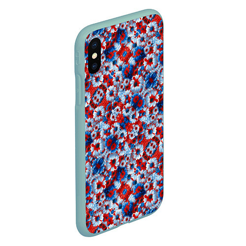Чехол iPhone XS Max матовый Цветы России / 3D-Мятный – фото 2