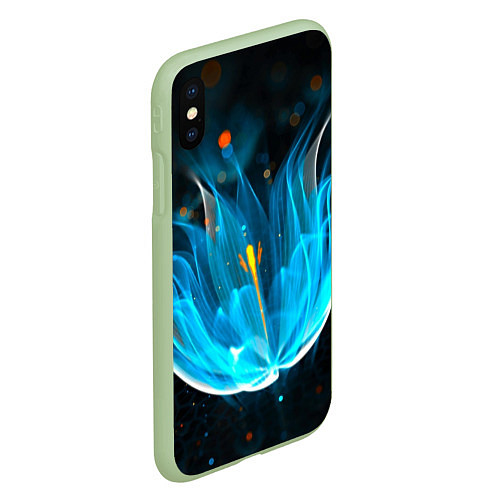 Чехол iPhone XS Max матовый Цветок медуза от midjourney / 3D-Салатовый – фото 2