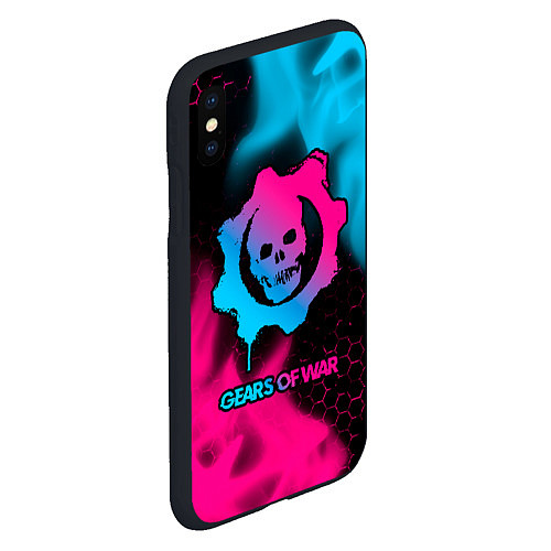 Чехол iPhone XS Max матовый Gears of War - neon gradient / 3D-Черный – фото 2