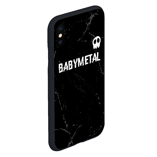 Чехол iPhone XS Max матовый Babymetal glitch на темном фоне: символ сверху / 3D-Черный – фото 2