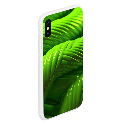 Чехол iPhone XS Max матовый Объемный зеленый канат / 3D-Белый – фото 2