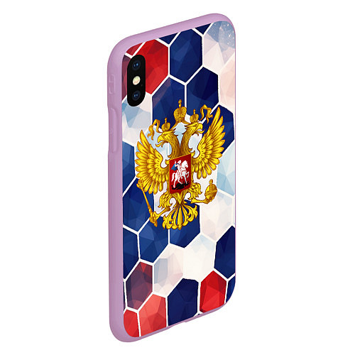 Чехол iPhone XS Max матовый Герб России объемные плиты / 3D-Сиреневый – фото 2