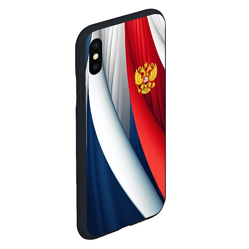 Чехол iPhone XS Max матовый Герб России абстракция / 3D-Черный – фото 2