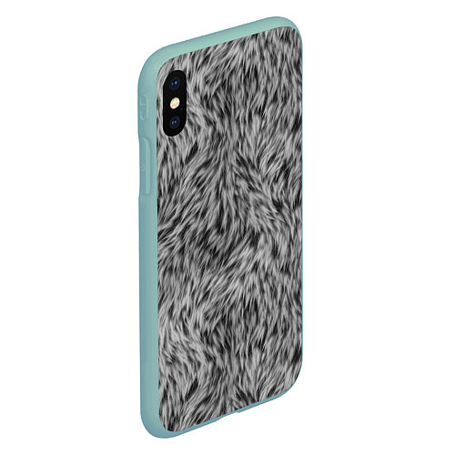 Чехол iPhone XS Max матовый Густой серый мех / 3D-Мятный – фото 2