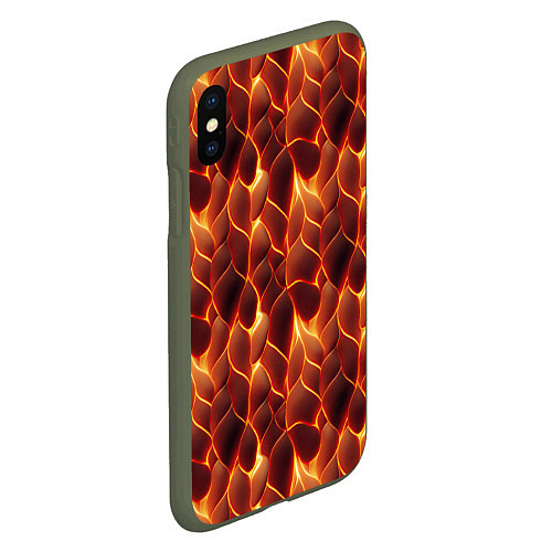 Чехол iPhone XS Max матовый Огненная мозаичная текстура / 3D-Темно-зеленый – фото 2