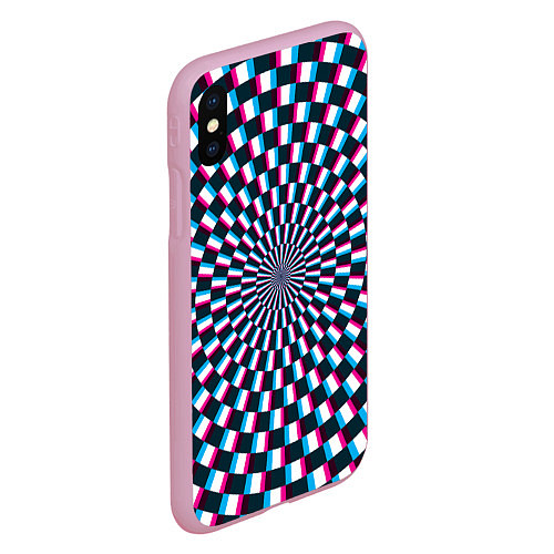 Чехол iPhone XS Max матовый Оптическая иллюзия глитч / 3D-Розовый – фото 2