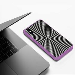 Чехол iPhone XS Max матовый Оптическая иллюзия спираль, цвет: 3D-фиолетовый — фото 2