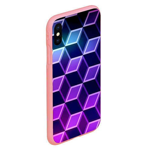 Чехол iPhone XS Max матовый Неоновые кубы иллюзия / 3D-Баблгам – фото 2