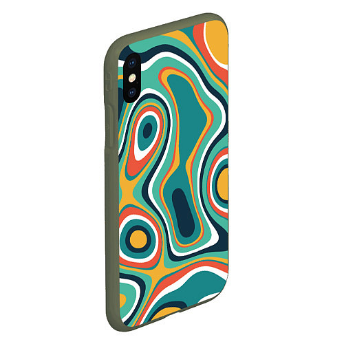 Чехол iPhone XS Max матовый Разлитая краска разводами / 3D-Темно-зеленый – фото 2