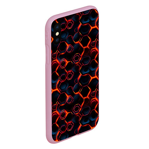 Чехол iPhone XS Max матовый Неоновые линии / 3D-Розовый – фото 2