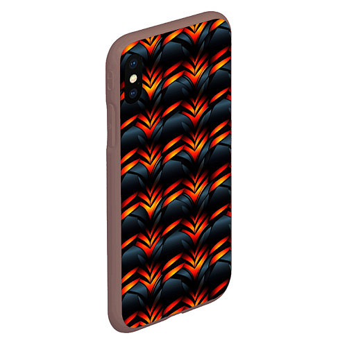 Чехол iPhone XS Max матовый Orange abstract black / 3D-Коричневый – фото 2