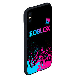 Чехол iPhone XS Max матовый Roblox - neon gradient: символ сверху, цвет: 3D-черный — фото 2