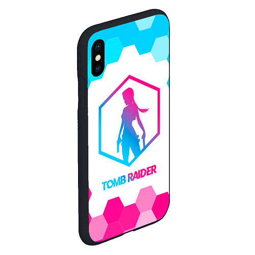 Чехол iPhone XS Max матовый Tomb Raider neon gradient style / 3D-Черный – фото 2