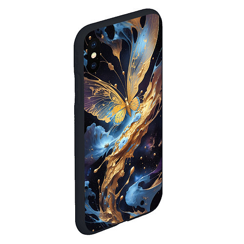 Чехол iPhone XS Max матовый Бабочка краски узор / 3D-Черный – фото 2