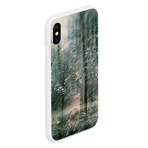 Чехол iPhone XS Max матовый Тени деревьев и краски / 3D-Белый – фото 2