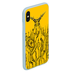 Чехол iPhone XS Max матовый Киберпанк Yellow-Black, цвет: 3D-голубой — фото 2