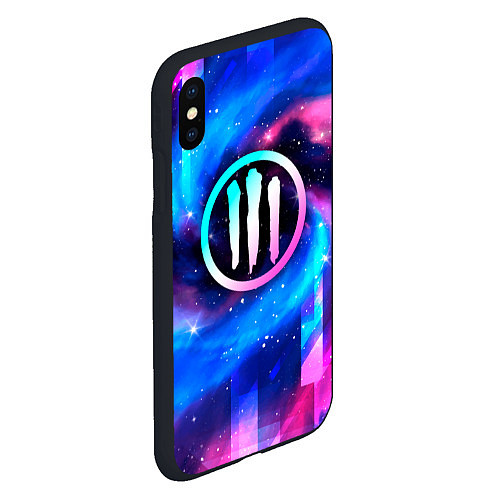 Чехол iPhone XS Max матовый Three Days Grace неоновый космос / 3D-Черный – фото 2