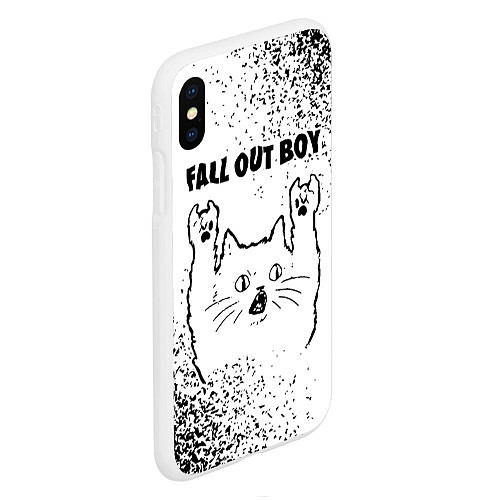 Чехол iPhone XS Max матовый Fall Out Boy рок кот на светлом фоне / 3D-Белый – фото 2