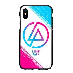 Чехол iPhone XS Max матовый Linkin Park neon gradient style, цвет: 3D-черный