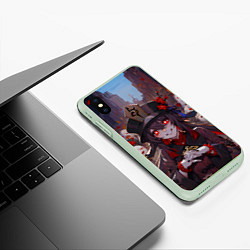 Чехол iPhone XS Max матовый Ху тао с призраками - Геншин, цвет: 3D-салатовый — фото 2