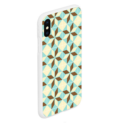 Чехол iPhone XS Max матовый Brown blue pattern / 3D-Белый – фото 2