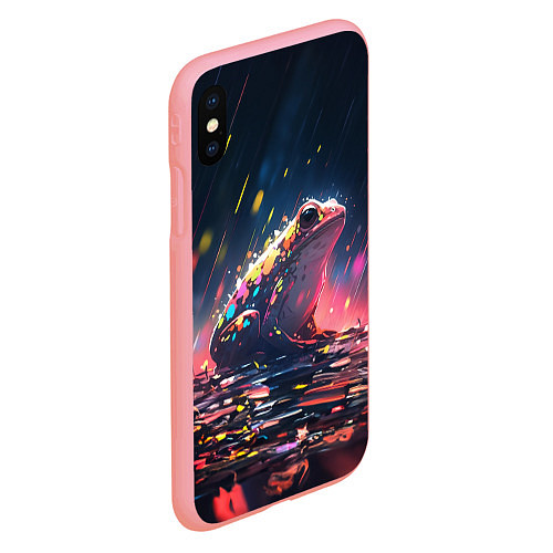 Чехол iPhone XS Max матовый Лягушка под дождем - нейросеть / 3D-Баблгам – фото 2