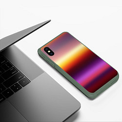 Чехол iPhone XS Max матовый Закат, абстрактные полосы с размытием, цвет: 3D-темно-зеленый — фото 2