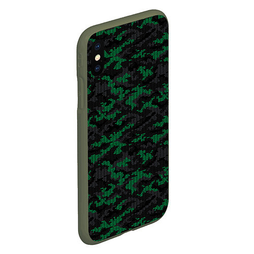 Чехол iPhone XS Max матовый Точечный камуфляжный узор Spot camouflage pattern / 3D-Темно-зеленый – фото 2