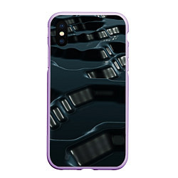 Чехол iPhone XS Max матовый Жидкий металл, цвет: 3D-сиреневый