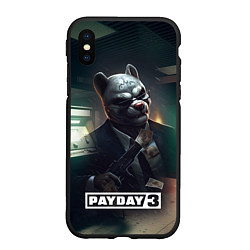 Чехол iPhone XS Max матовый Payday 2 dog mask, цвет: 3D-черный